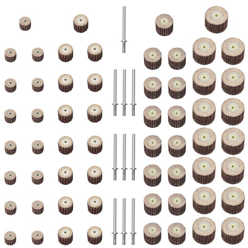 TOVOT 60PCS 240 Grit Flap Wheels Assortment Set with 1/8" Shank 4 Sizes Sanding Wheels Kit Sanding Bits for Grinding, Polishing, Rust Removal (10/12/15/20mm) - Image 1